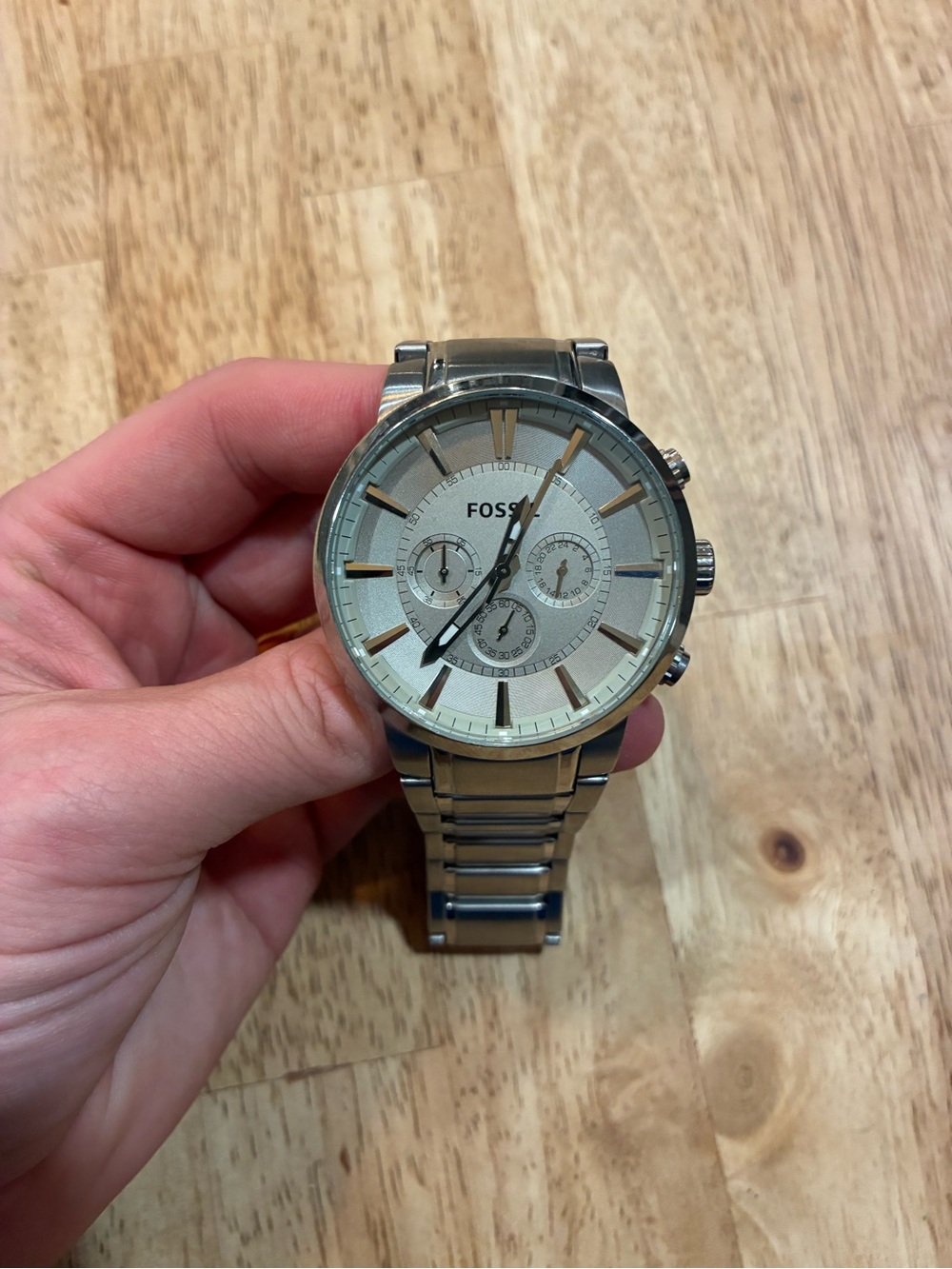FOSSIL Gent's Wristwatch FS-4359 (P04024421) Silver Chronograph Large Watch